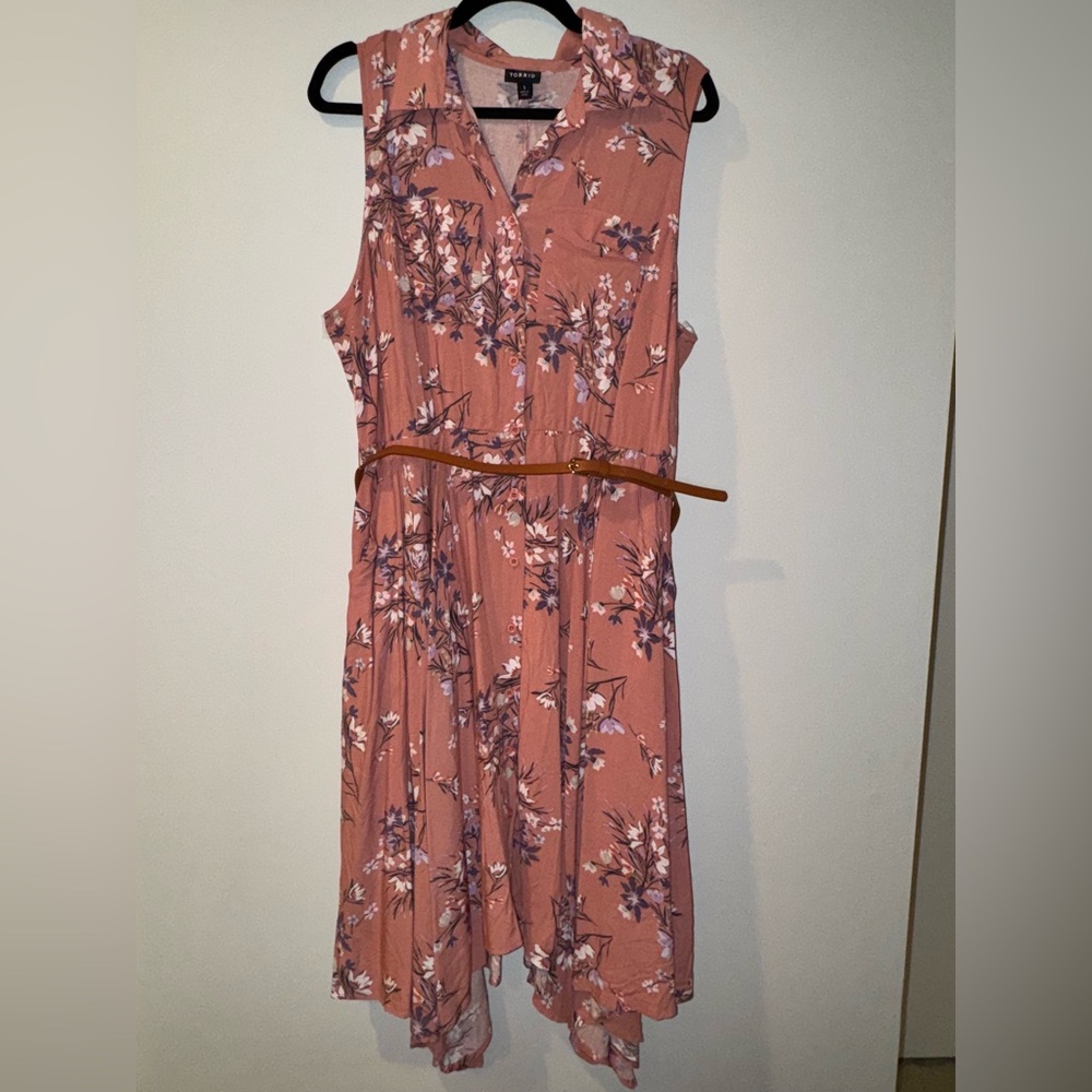 Torrid Pink Sleeveless Sundress with Notched Collar